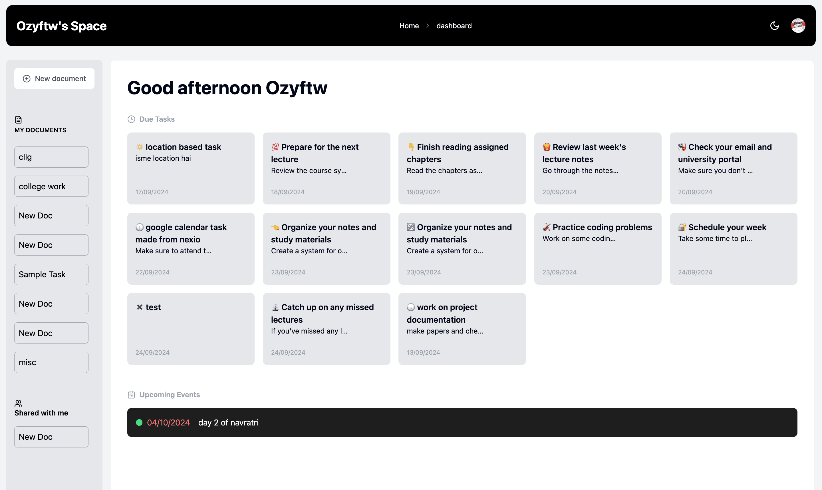 Dashboard Overview - Light Mode