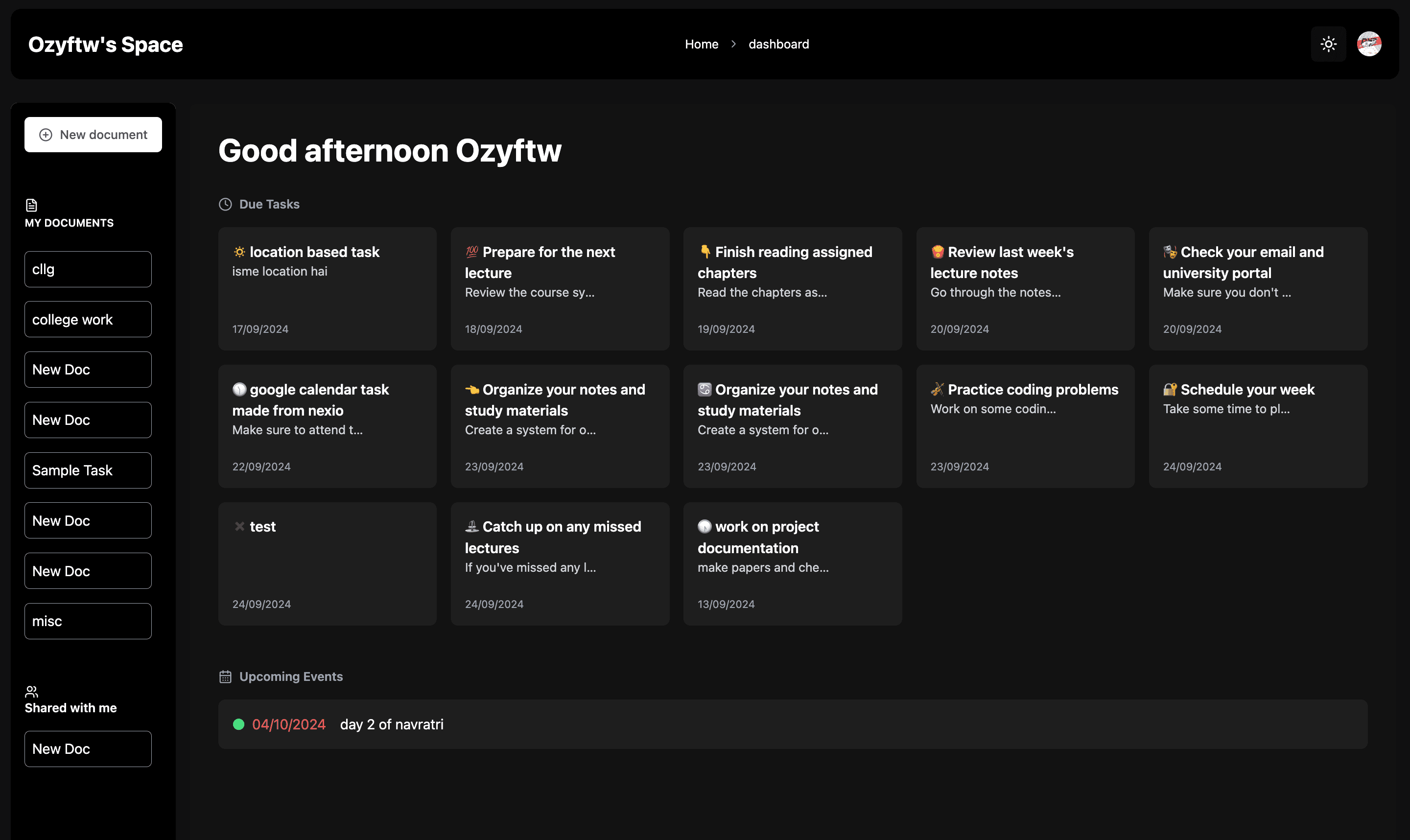 Dashboard Overview - Dark Mode